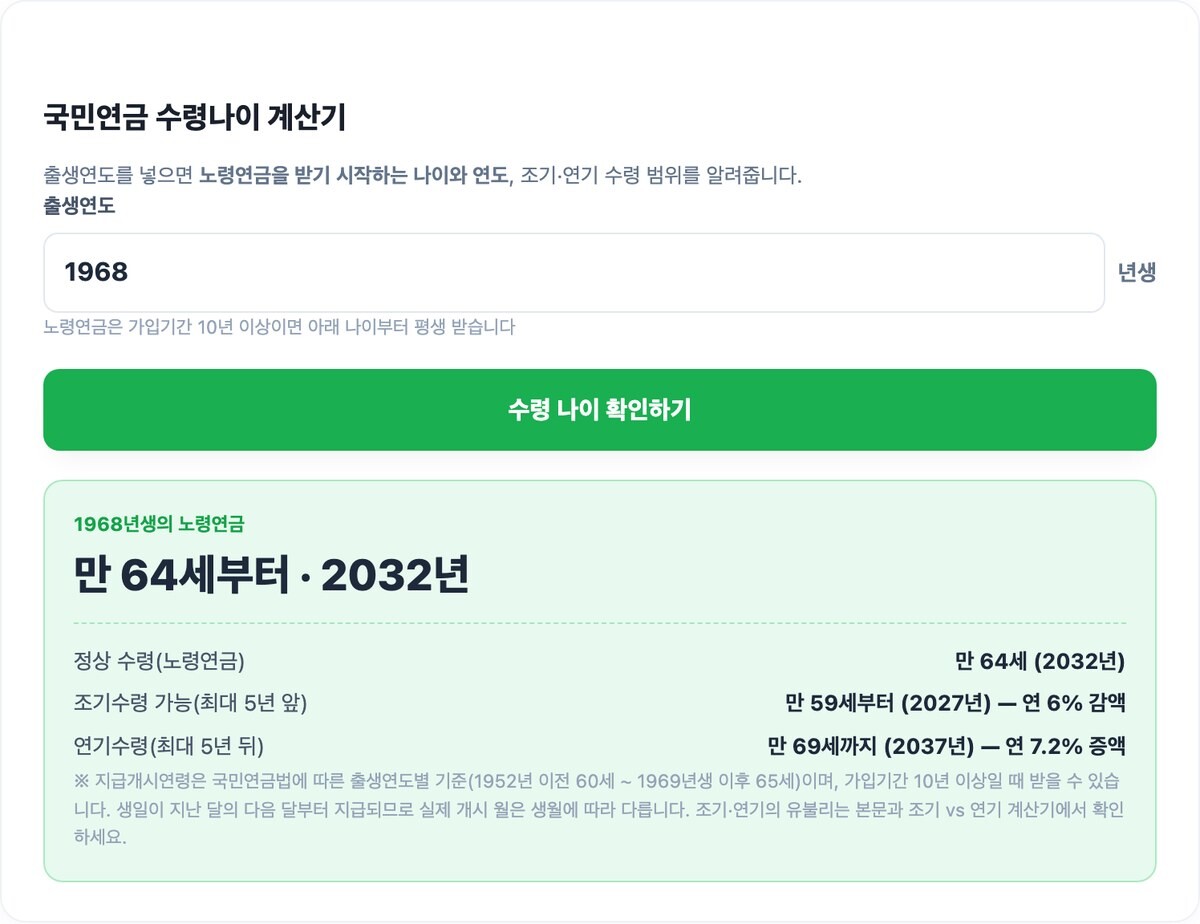 국민연금 수령나이·예상수령액 조회 총정리 실행 예시 화면