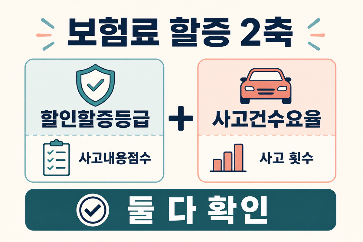 자동차보험 할인할증등급과 사고건수요율 두 축 인포그래픽