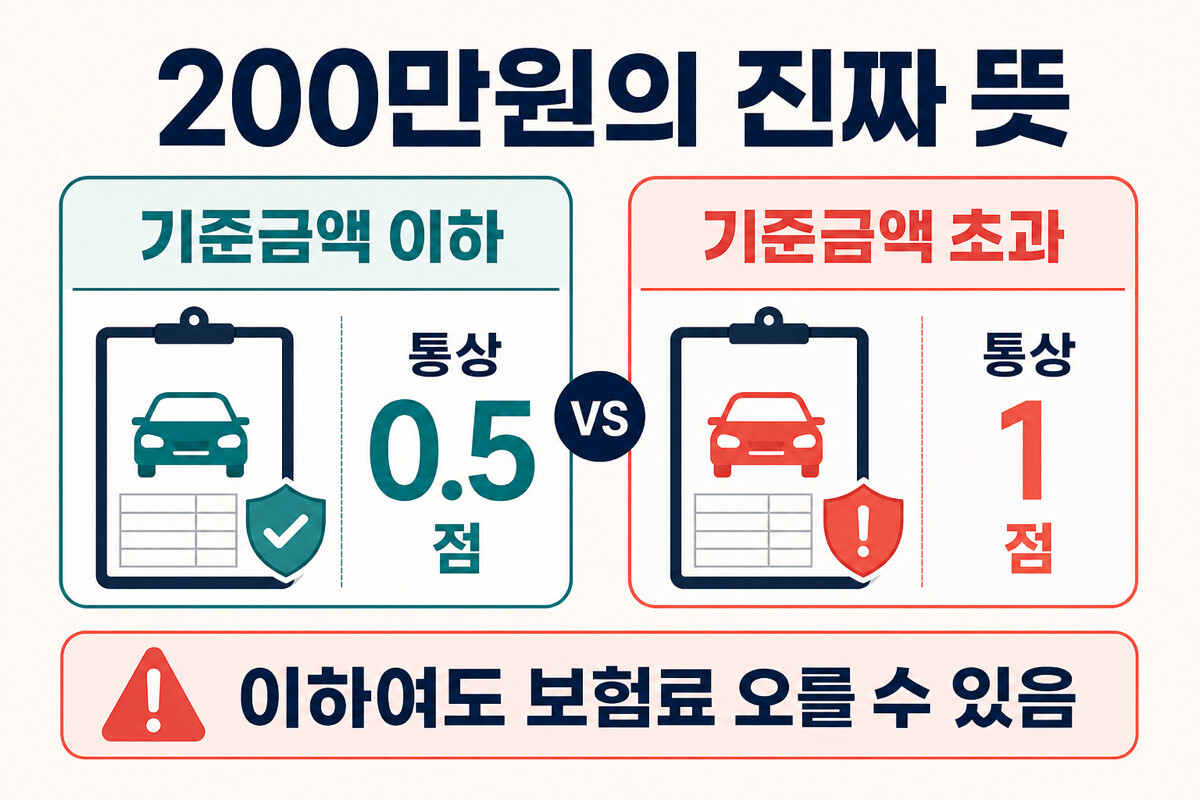 자동차보험 200만원 이하 사고도 보험료가 오르는 구조 인포그래픽