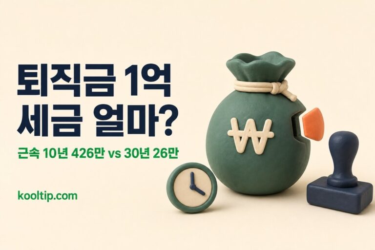 퇴직금 1억 세금 얼마 - 근속 10년 426만 vs 30년 26만, 돈자루와 세금 도장