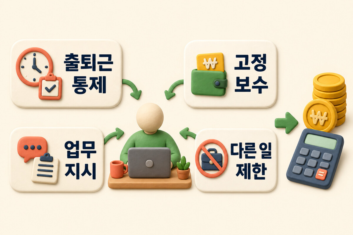 출퇴근 통제 업무 지시 고정 보수 다른 일 제한으로 보는 프리랜서 근로자성 체크
