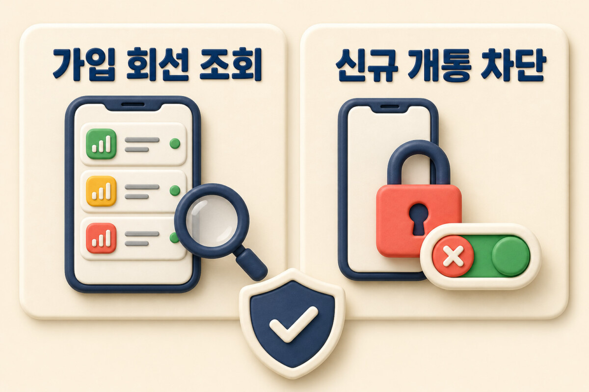 명의도용방지 서비스의 가입 회선 조회와 신규 개통 차단 두 기능