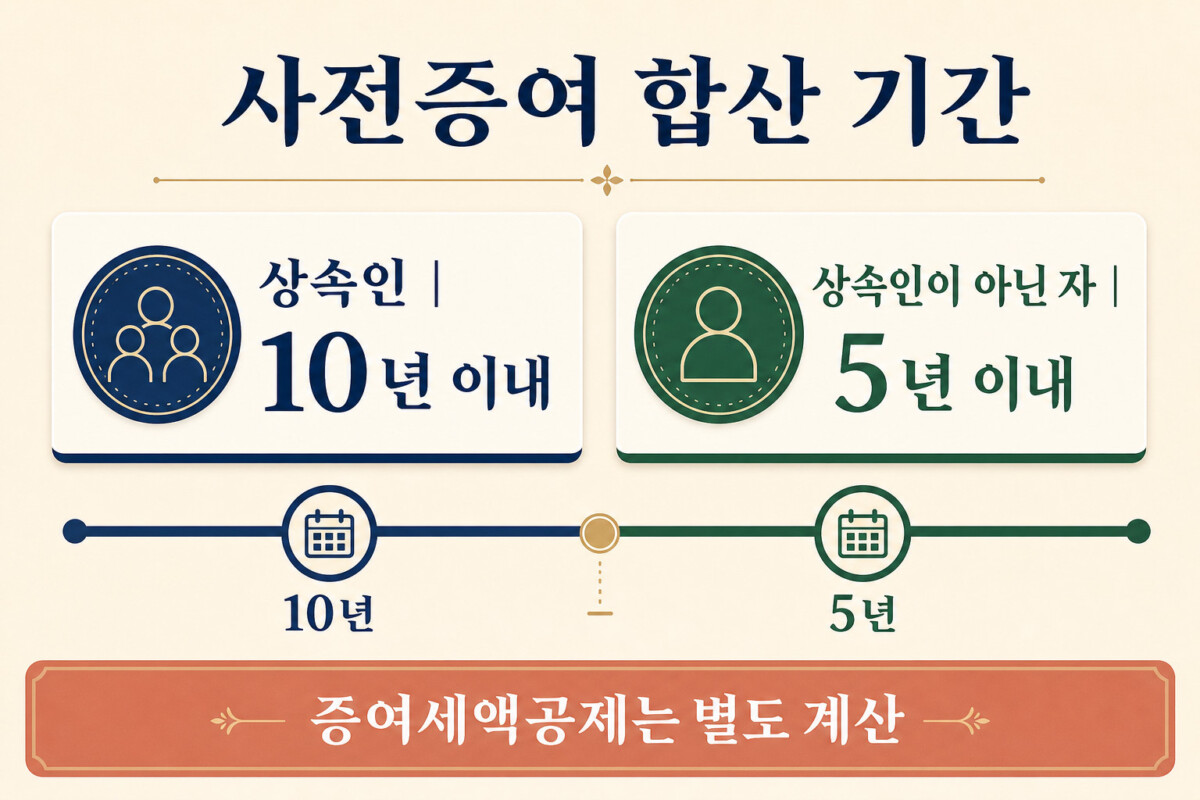상속인 10년 상속인이 아닌 자 5년 사전증여 합산 기간 인포그래픽