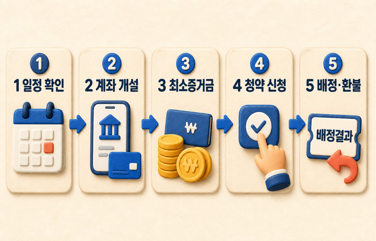 공모주 일정 확인 계좌 개설 최소증거금 청약 신청 배정 환불 5단계