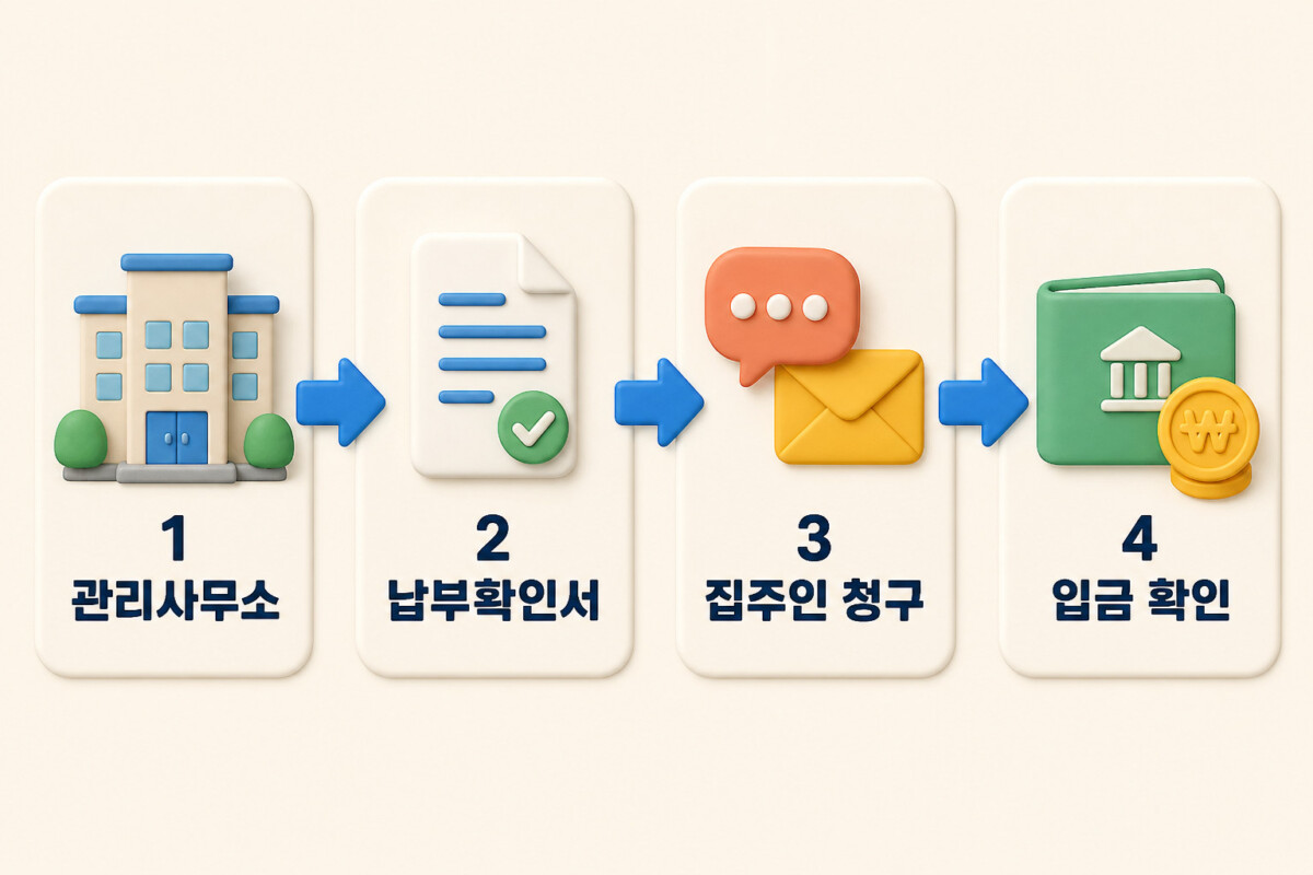 관리사무소 납부확인서 집주인 청구 입금 확인 장기수선충당금 반환 4단계