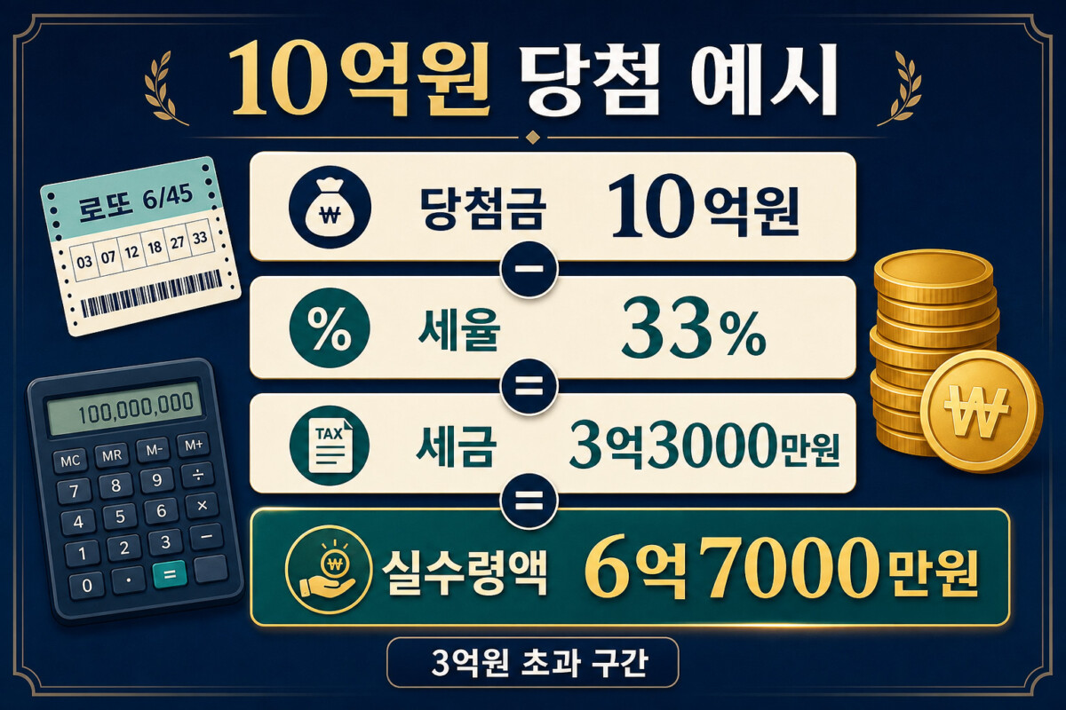 로또 10억원 당첨 세금 3억3000만원 실수령액 6억7000만원 인포그래픽