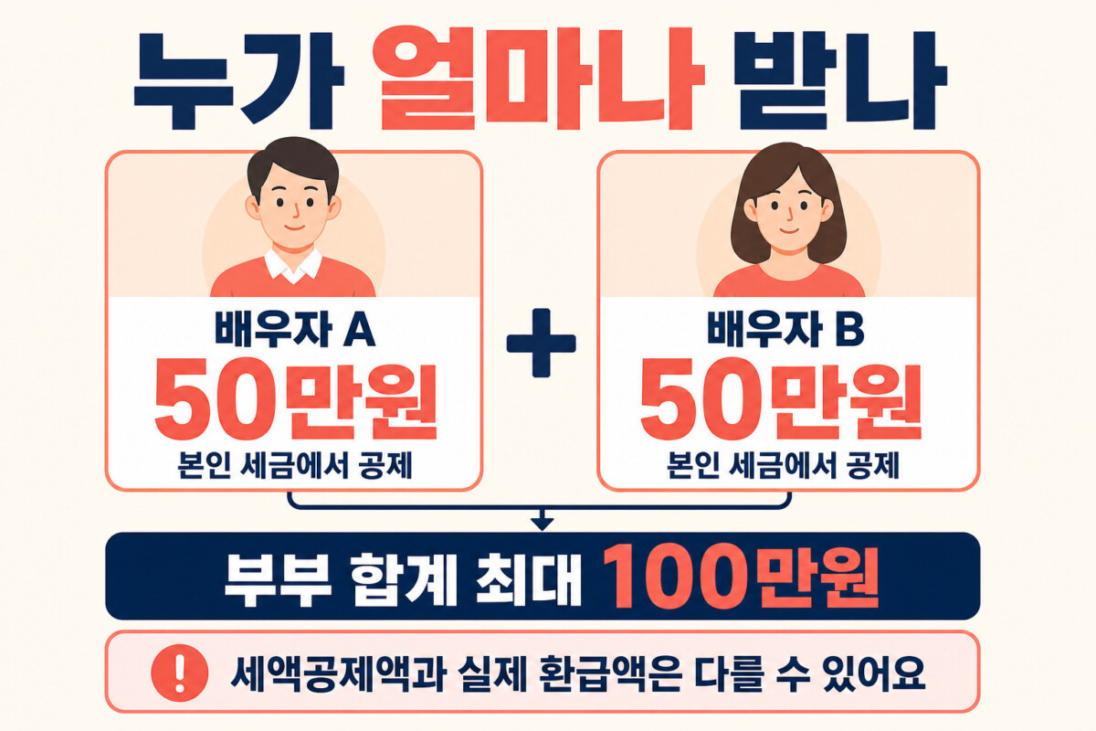 혼인 세액공제 배우자별 50만원 부부 최대 100만원 계산 인포그래픽