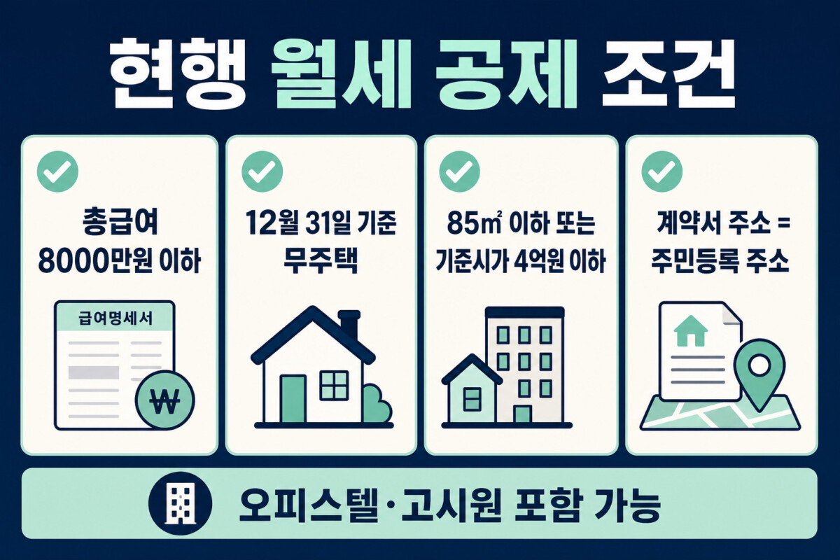 월세 세액공제 총급여 무주택 주택 주소 조건 인포그래픽