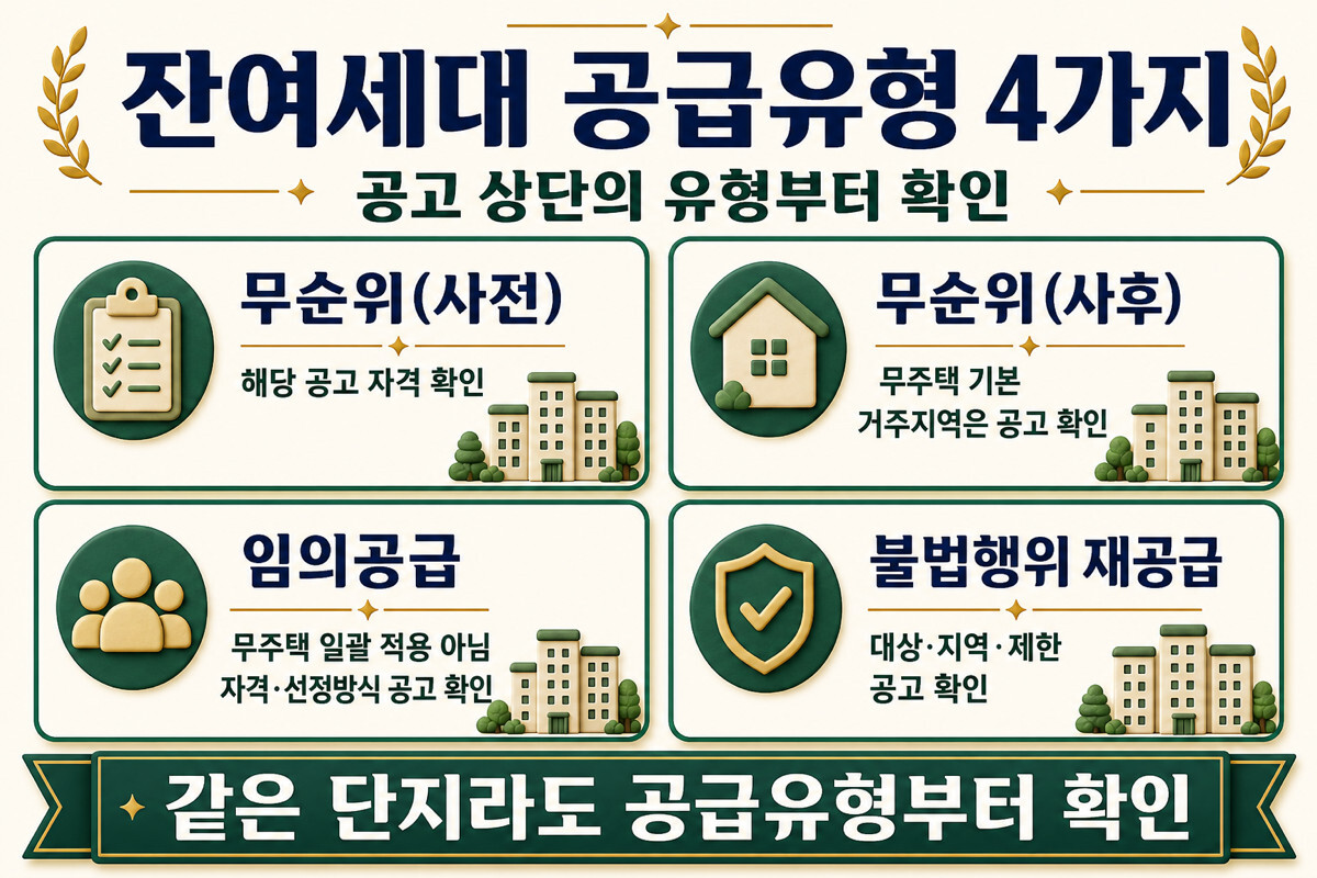 무순위 사전 사후접수 임의공급 불법행위 재공급 차이 인포그래픽
