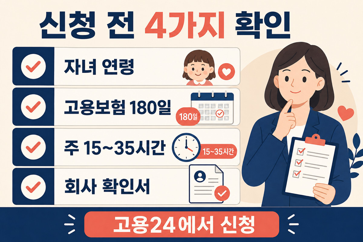 육아기 단축근무 급여 신청 전 자녀 연령 고용보험 근로시간 회사 확인서 체크리스트