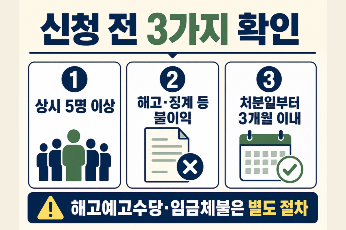 부당해고 구제신청 상시 5명 이상 대상 처분 3개월 기한 확인 인포그래픽